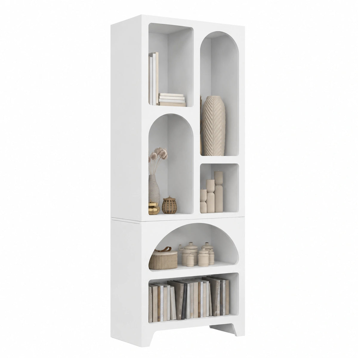 Bibliothèque, avec rangement, coloris blanc, pour le salon ou le bureau