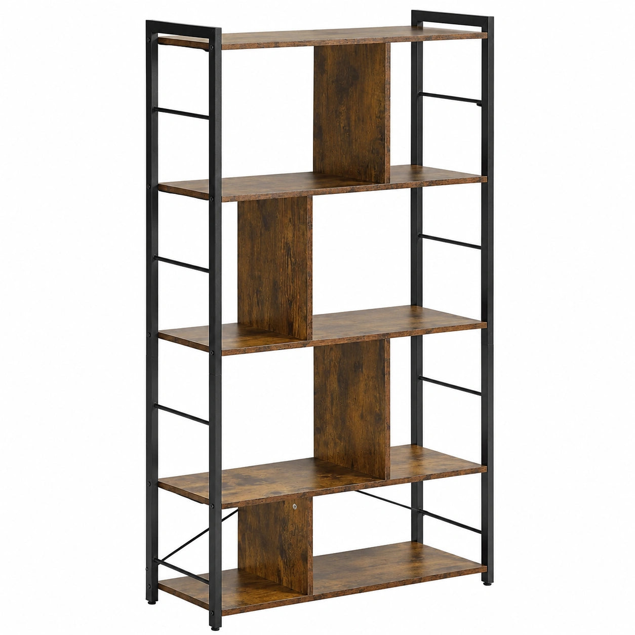 Bibliothèque, coloris noir et brun, 74 x 30 x 157,5 cm, pour le salon ou le bureau