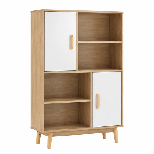 Bureau, avec rangement, avec étagères, avec portes, coloris blanc, 80 x 24 x 120 cm, pour l’espace de travail