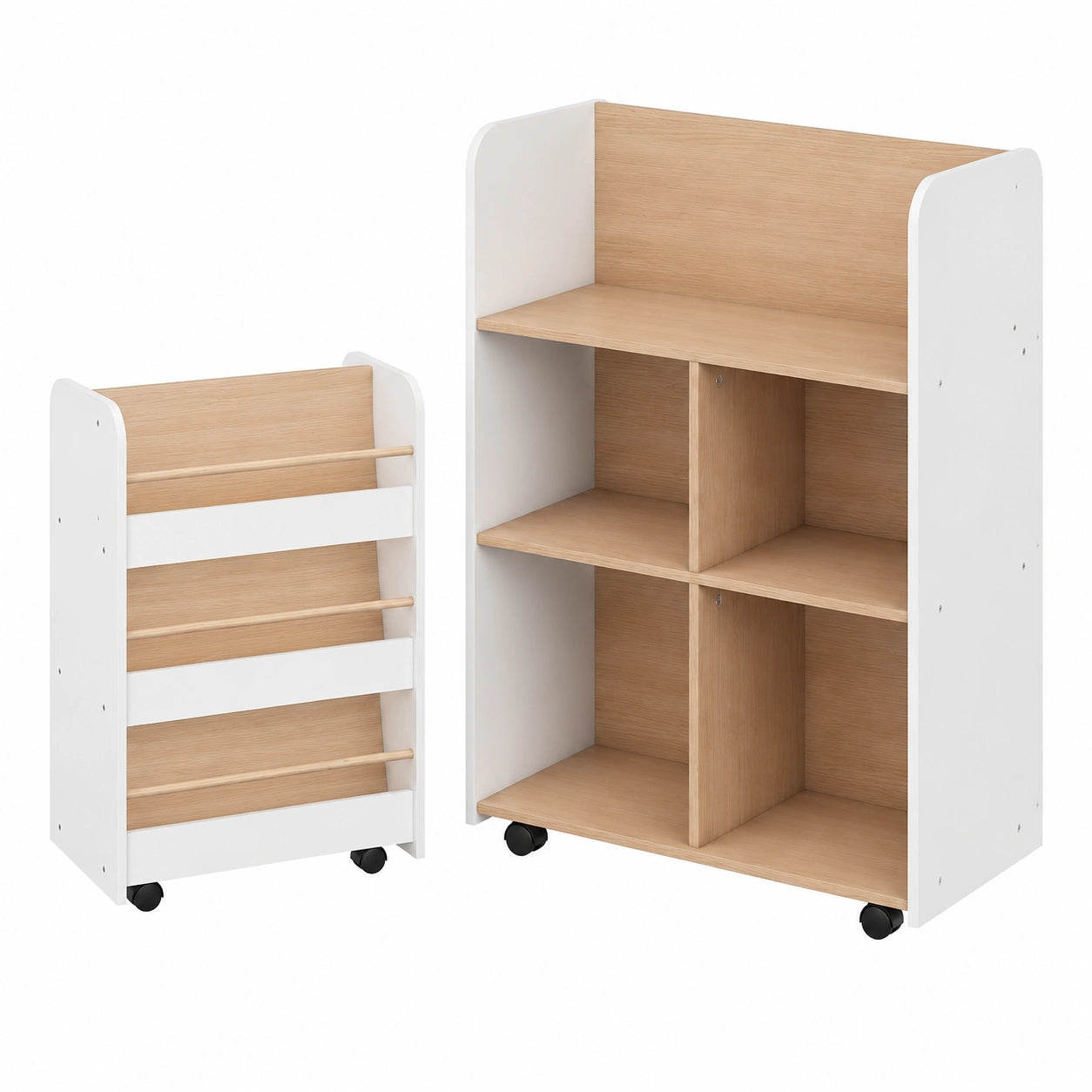 Bibliothèque, avec rangement, avec étagères, sur roulettes, 62,5 x 40 x 83 cm, pour le salon ou le bureau